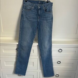 7 For All Mankind Women's Straight-Leg Jeans in Medium Blue Wash